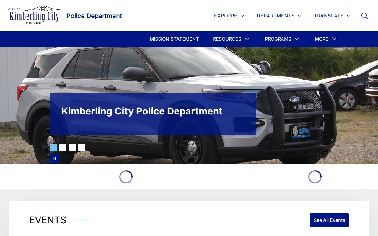 Kimberling City Police Department official website used for city arrest-record contacts